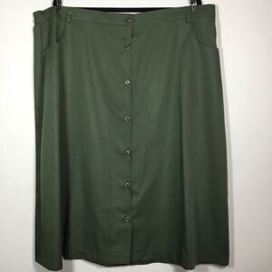 Dark mossy green maxi skirt elasticated waist 22 1/2” (43”) pockets vintage 26W